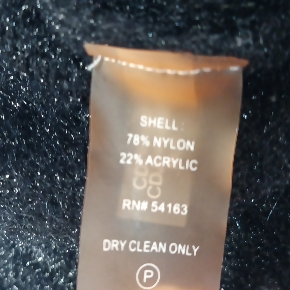 Calvin Klein black Open Front women’s cardigan sz large Fuzzy shrug EUC. - Picture 10 of 11